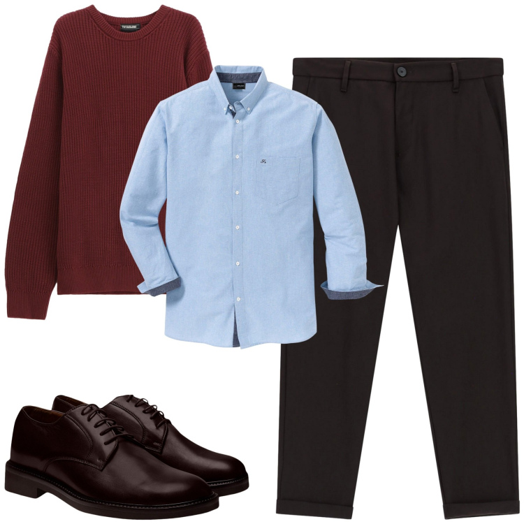 Outfit uomo - City. Stile Urban per Tutti i giorni. Abbinamento con camicie, pantaloni, maglieria, scarpe stringate.