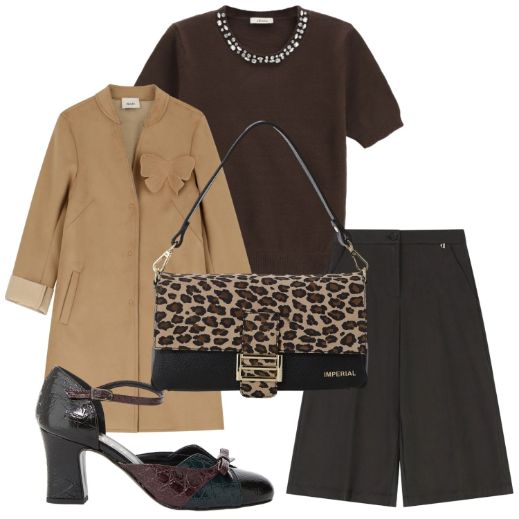 Outfit donna - Dettagli preziosi. Stile Urban per Ufficio. Abbinamento con borse a spalla, cappotti, décolleté, maglieria, pantaloni.