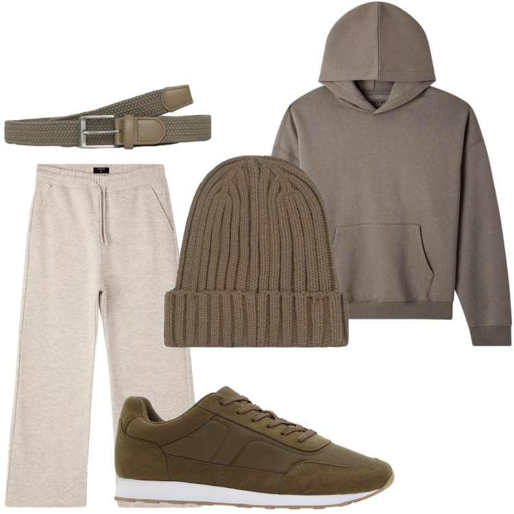 Outfit uomo - L’accessorio che fa la differenza. Stile Trendy per Tutti i giorni. Abbinamento con sneakers, cinture, pantaloni, felpe con cappuccio, berretti.