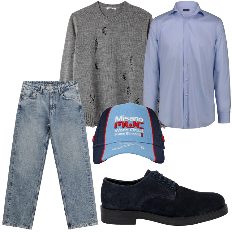 Outfit uomo - Il maglione alternativo. Stile Casual per Tutti i giorni. Abbinamento con cappelli, maglieria, jeans dritti, scarpe stringate, camicie.