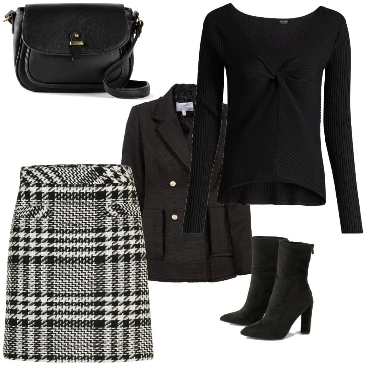 Outfit femme - Basique élégance. Style Basique pour Tous les jours. Assortir avec jupes, pulls, sacs en bandoulière, blazers, bottines.