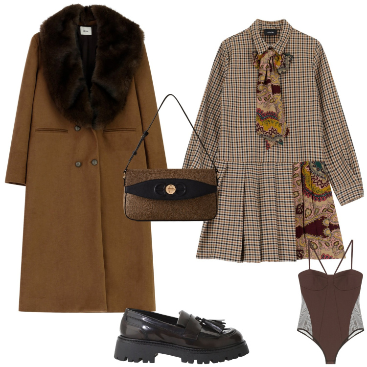 Outfit donna - Total look #2272109. Stile Preppy per Tutti i giorni. Abbinamento con body, vestiti, mocassini, cappotti, borse a spalla.