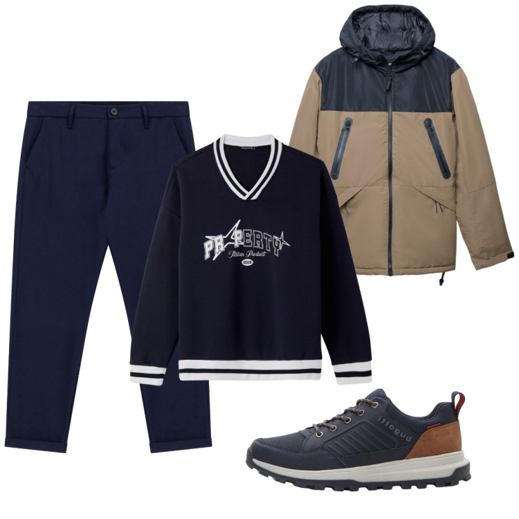 Outfit uomo - Total look #2272120. Stile Trendy per Tutti i giorni. Abbinamento con sneakers, bomber, felpe, pantaloni.