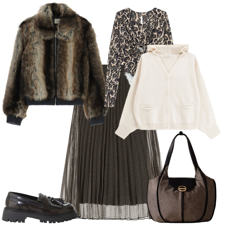 Outfit donna - Total look #2272129. Stile Casual chic per Tutti i giorni. Abbinamento con body, gonne lunghe, blazer, mocassini, cardigans, shopping bag.