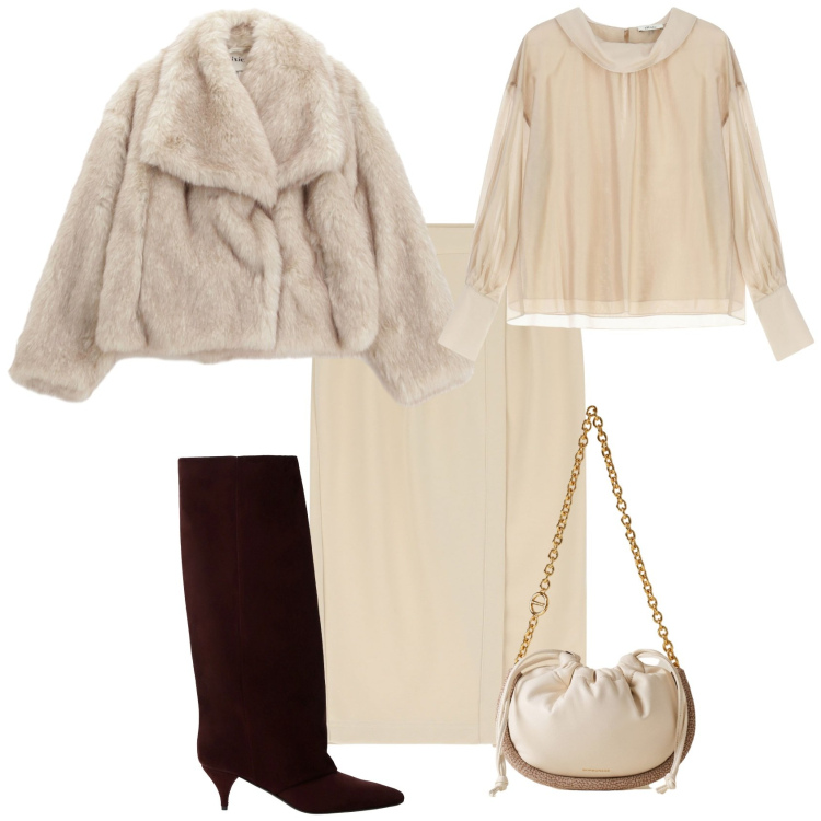 Outfit donna - Chic cerimonia evento serata speciale. Stile Chic per Serata fuori. Abbinamento con camicie, blazer, stivali, gonne, borse a spalla.