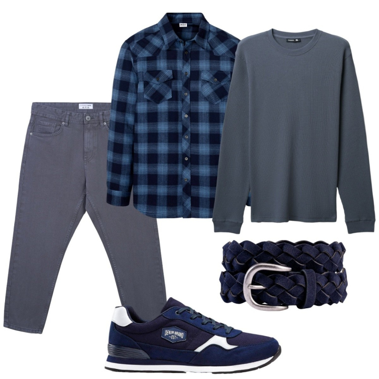 Outfit uomo - Total look #2272151. Stile Trendy per Serata speciale. Abbinamento con sneakers, camicie, jeans, maglieria, cinture.