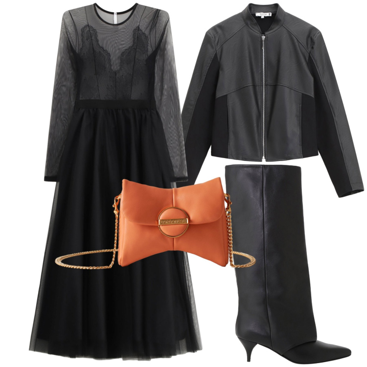 Outfit donna - La borsa da luce. Stile Trendy per Serata fuori. Abbinamento con blazer, vestiti midi/longuette, stivali, pochette.