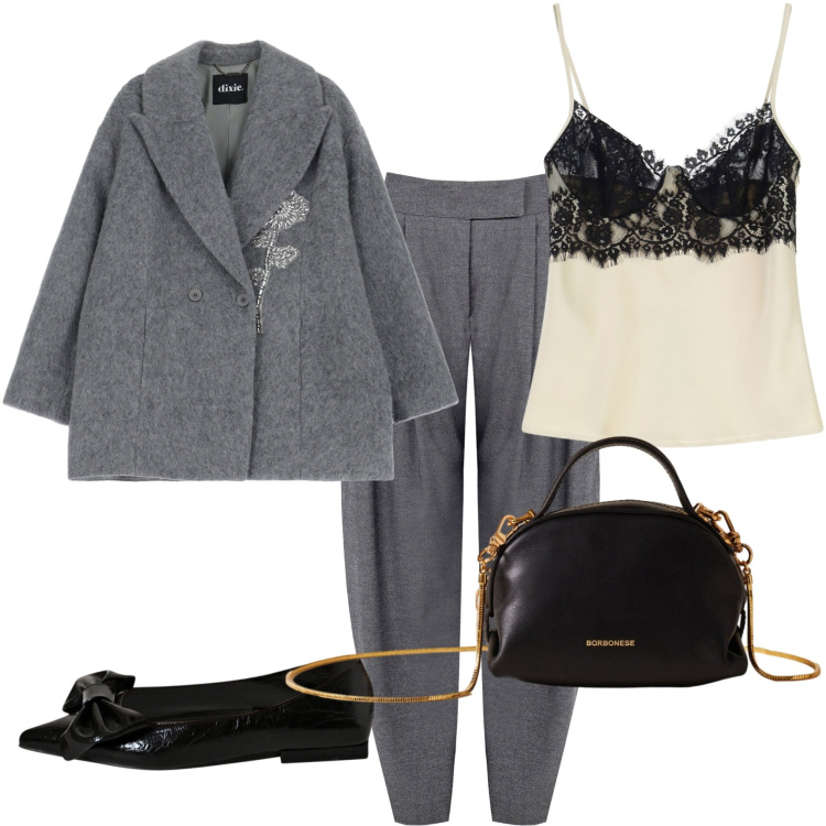 Outfit donna - Total look #2272185. Stile Casual chic per Ufficio. Abbinamento con pantaloni, ballerine, canottiere, cappotti, borse a mano.
