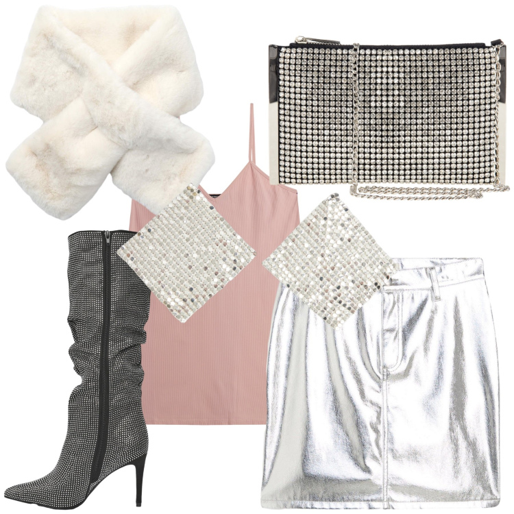 Outfit donna - Sexy aperitivo. Stile Sexy per Serata fuori. Abbinamento con minigonne, orecchini, stivali, sciarpe, pochette, vestiti corti.