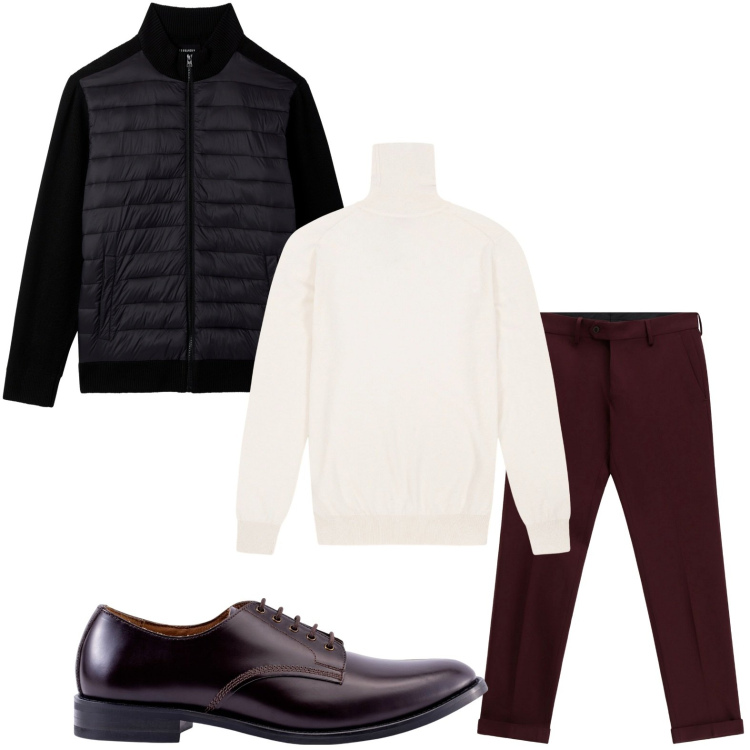 Outfit uomo - Pantaloni morbidi. Stile Casual per Ufficio. Abbinamento con giacche, pantaloni, scarpe stringate, maglieria.