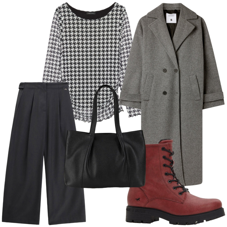 Outfit donna - Scarponcini comodi. per Tutti i giorni. Abbinamento con stivaletti, shopping bag, cappotti, pantaloni a palazzo, bluse.