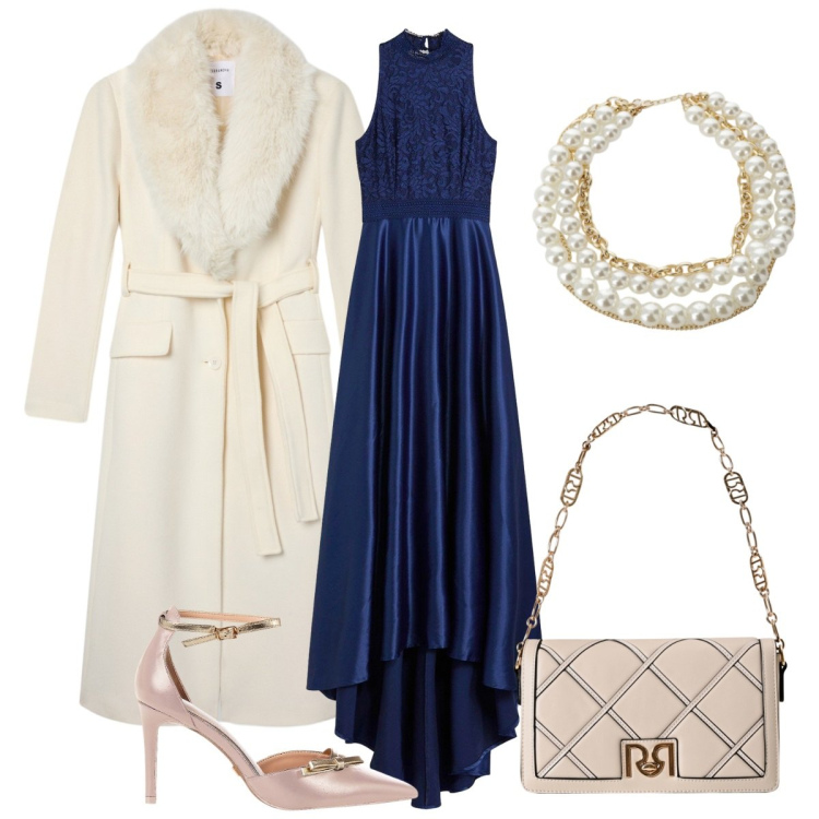 Outfit donna - Cerimonia. Stile Bon Ton per Cerimonia. Abbinamento con vestiti lunghi, cappotti, collane, décolleté, borse a tracolla.