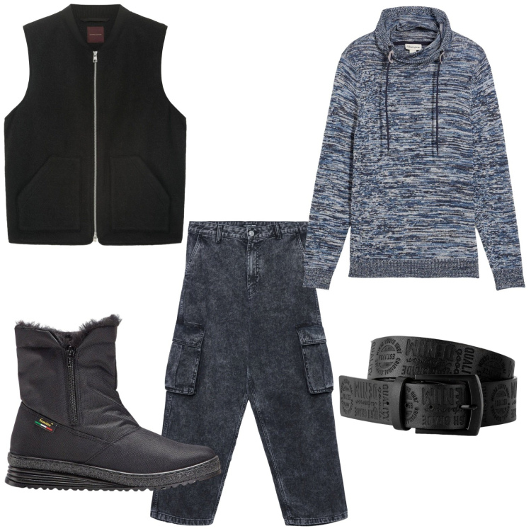 Outfit uomo - Elementi essenziali. Stile Casual per Tutti i giorni. Abbinamento con stivali e stivaletti, cinture, maglieria, jeans, giacche.