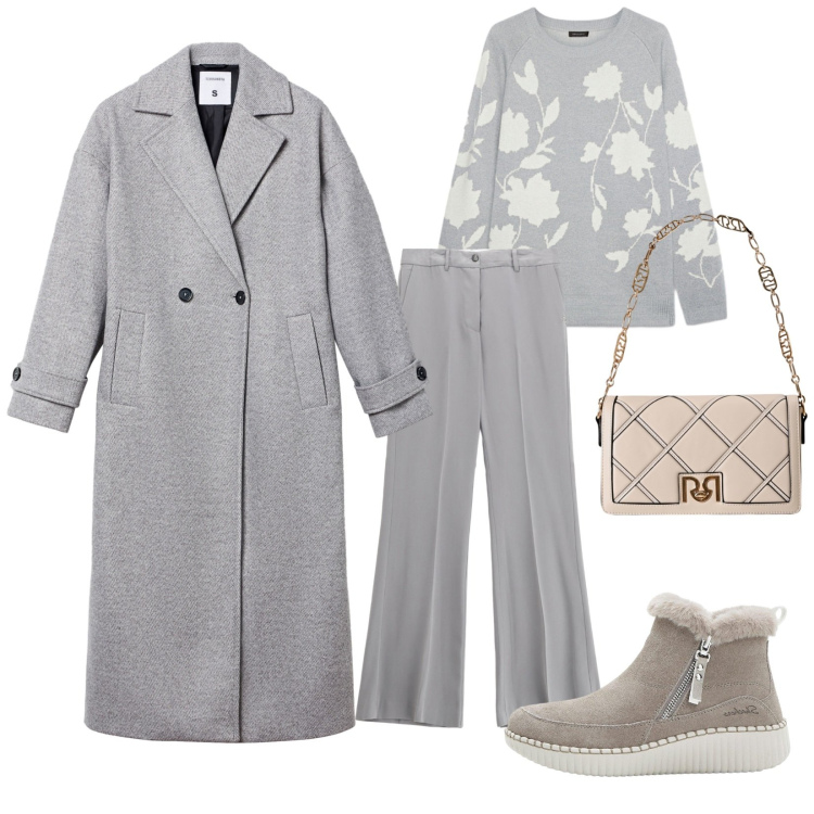 Outfit donna - Total look #2272315. Stile Casual chic per Tutti i giorni. Abbinamento con stivaletti, cappotti, pantaloni, borse a tracolla, maglieria.