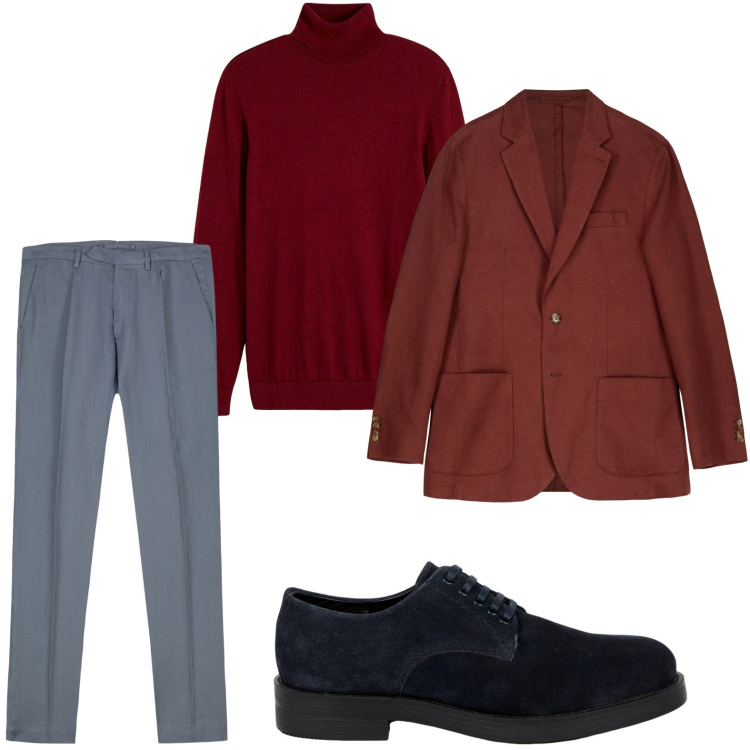 Outfit uomo - La giacca immancabile. Stile Casual per Tutti i giorni. Abbinamento con maglieria, scarpe stringate, giacche, pantaloni.
