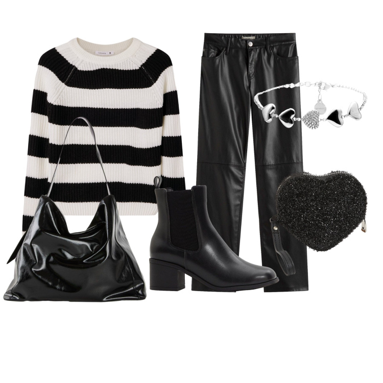 Outfit donna - Total look #2272349. Stile Basic per Tutti i giorni. Abbinamento con shopping bag, pantaloni, stivaletti, portafogli, maglieria, braccialetti.
