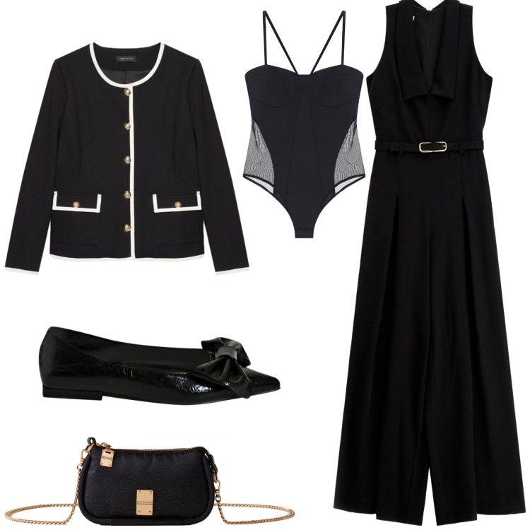 Outfit donna - Total look #2272363. Stile Bon Ton per Cerimonia. Abbinamento con borse a tracolla, ballerine, body, tute, blazer.
