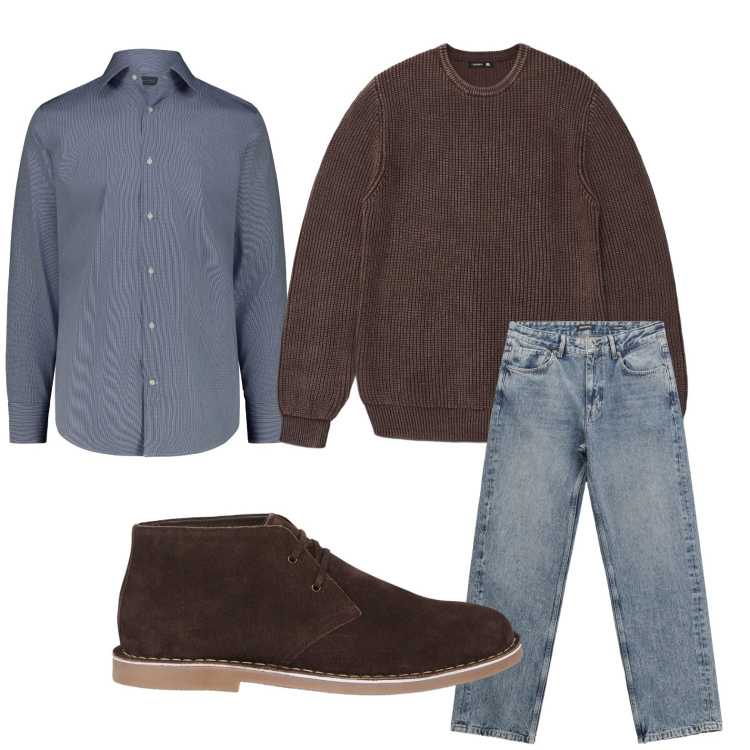 Outfit uomo - Jeans di tendenza. Stile Casual per Tutti i giorni. Abbinamento con maglieria, jeans dritti, stivali e stivaletti, camicie.