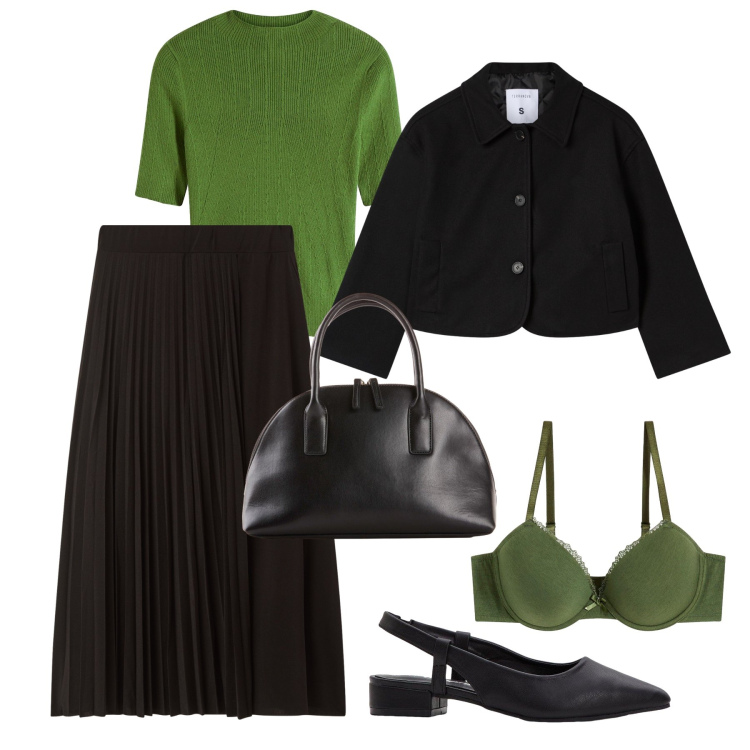 Outfit donna - Retrò style 2.0. Stile Vintage retrò per Tutti i giorni. Abbinamento con décolleté, shopping bag, maglieria, reggiseni, gonne lunghe, blazer.