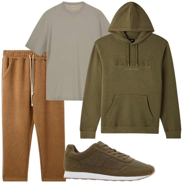 Outfit uomo - Vminimal. Stile Casual per Tutti i giorni. Abbinamento con sneakers, pantaloni, felpe con cappuccio, t-shirt, calzini.