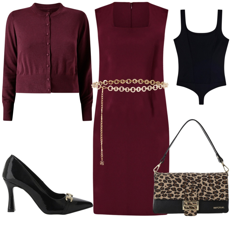 Outfit donna - Total look #2272422. Stile Bon Ton per Serata fuori. Abbinamento con cardigans, vestiti a tubino, cinture, borse a spalla, décolleté, body.