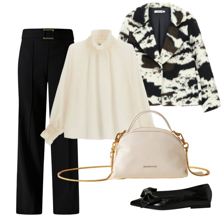 Outfit donna - Cerimonia. Stile Basic per Cerimonia. Abbinamento con pantaloni, ballerine, blazer, camicie, borse a mano.