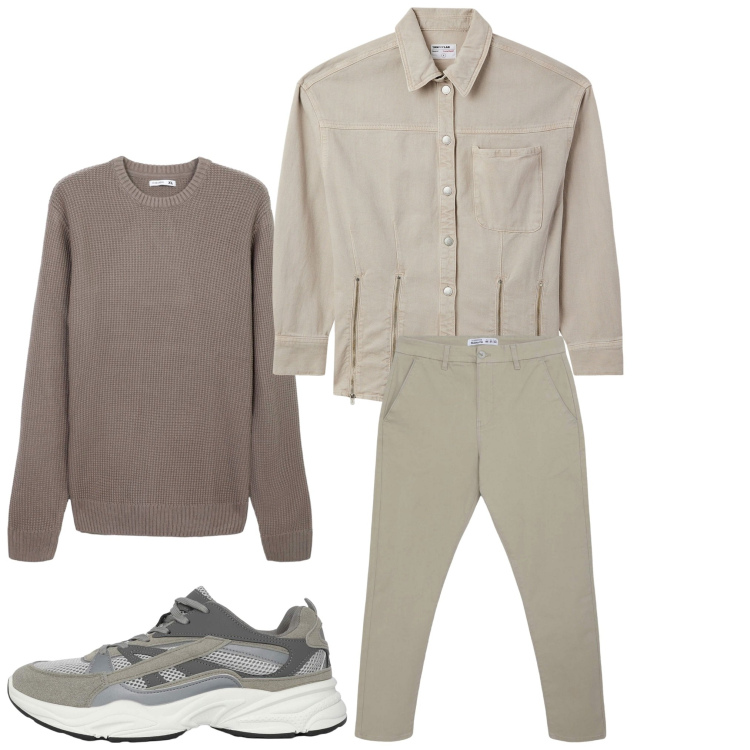 Outfit uomo - Casual. Stile Casual per Tutti i giorni. Abbinamento con camicie, pantaloni chino, sneakers, maglieria.