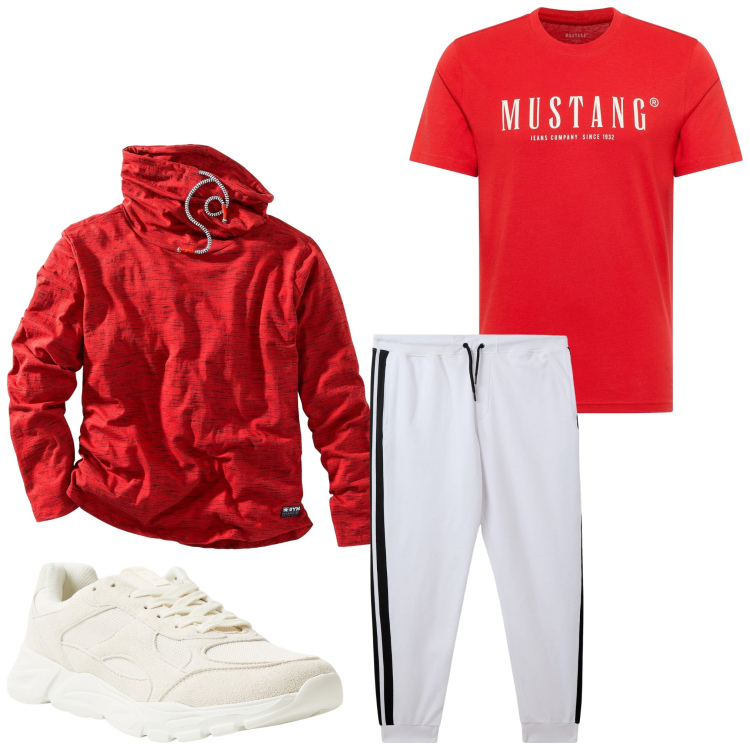 Outfit uomo - Sport. Stile Casual per Tutti i giorni. Abbinamento con maglieria, t-shirt, sneakers, pantaloni.