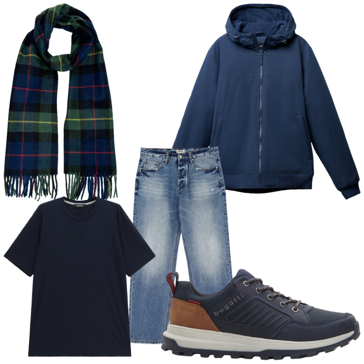 Outfit uomo - Freschino. Stile Casual per Tutti i giorni. Abbinamento con sneakers, giacche, jeans, t-shirt, sciarpe.