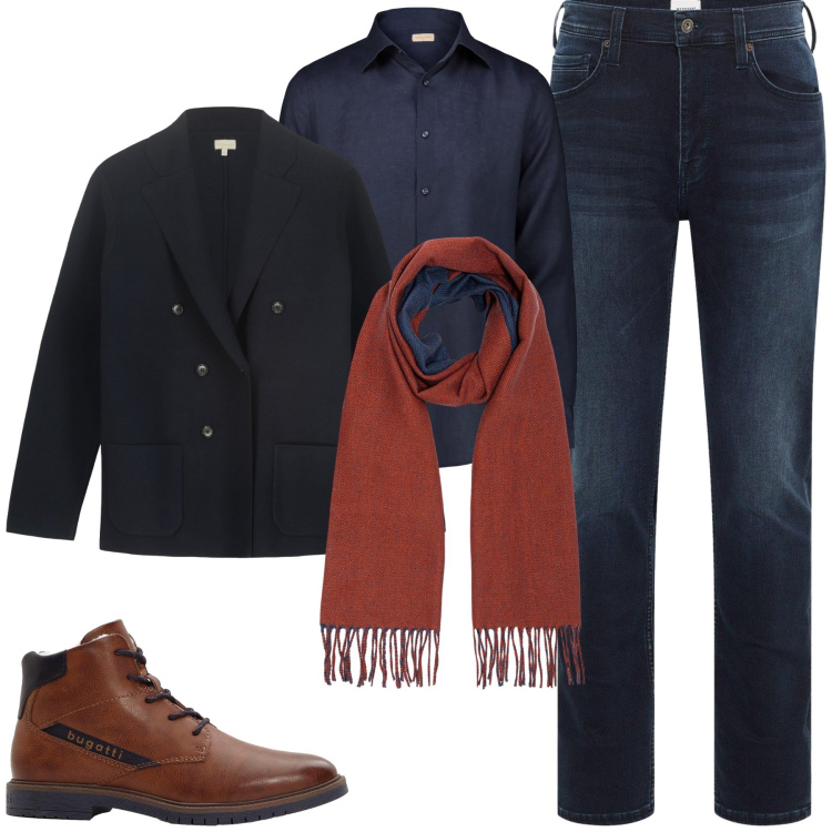 Outfit uomo - La sciarpa che dona carattere. Stile Trendy per Tutti i giorni. Abbinamento con stivali e stivaletti, jeans slim fit, camicie, giacche, sciarpe.