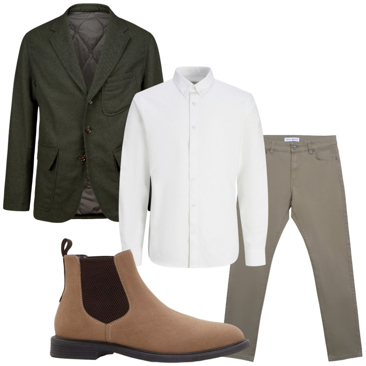 Outfit uomo - Sintesi di eleganza. Stile Casual per Tutti i giorni. Abbinamento con camicie, stivali e stivaletti, pantaloni skinny, giacche.