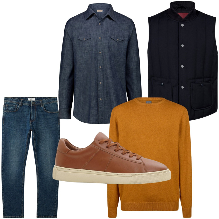 Outfit uomo - La sobrietà del blu scuro. Stile Casual per Tutti i giorni. Abbinamento con sneakers, jeans, maglieria, camicie, piumini.