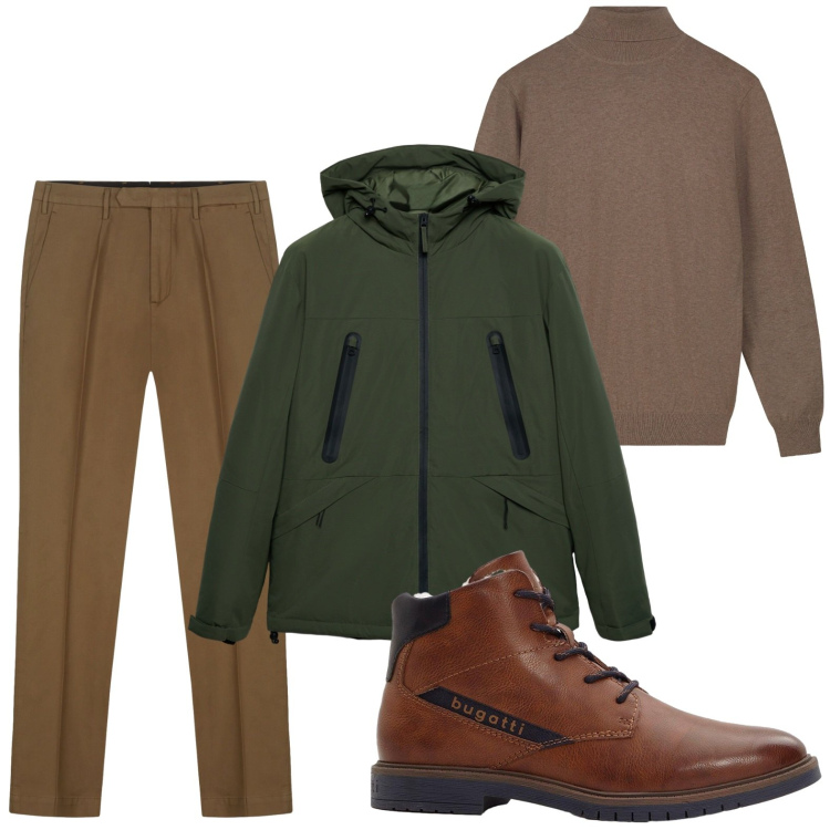 Outfit uomo - Ultime tendenze. Stile Casual per Ufficio. Abbinamento con stivali e stivaletti, giacche, maglieria, pantaloni.