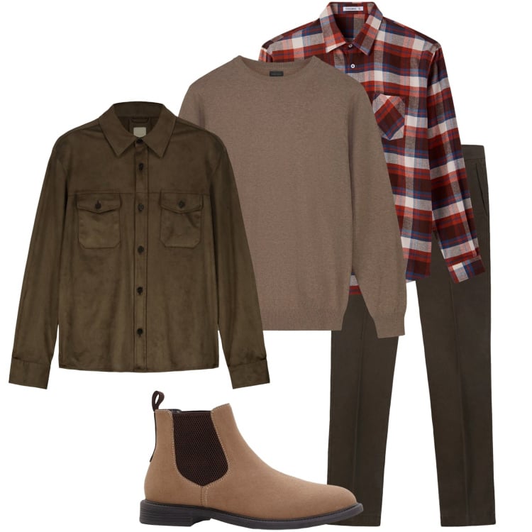 Outfit uomo - Tutti i giorni. Stile Urban per Tutti i giorni. Abbinamento con stivali e stivaletti, camicie, giacche, maglieria, pantaloni chino.