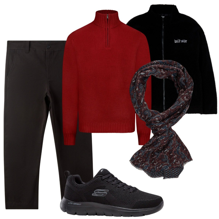 Outfit uomo - Total look #2272738. Stile Trendy per Serata speciale. Abbinamento con sneakers, giacche, pantaloni chino, maglieria, sciarpe.