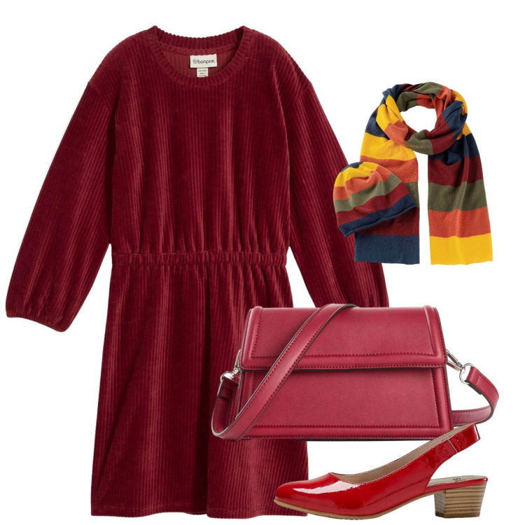 Outfit donna - Ottobre. Stile Bon Ton per Tutti i giorni. Abbinamento con sciarpe, décolleté, vestiti, borse a tracolla.