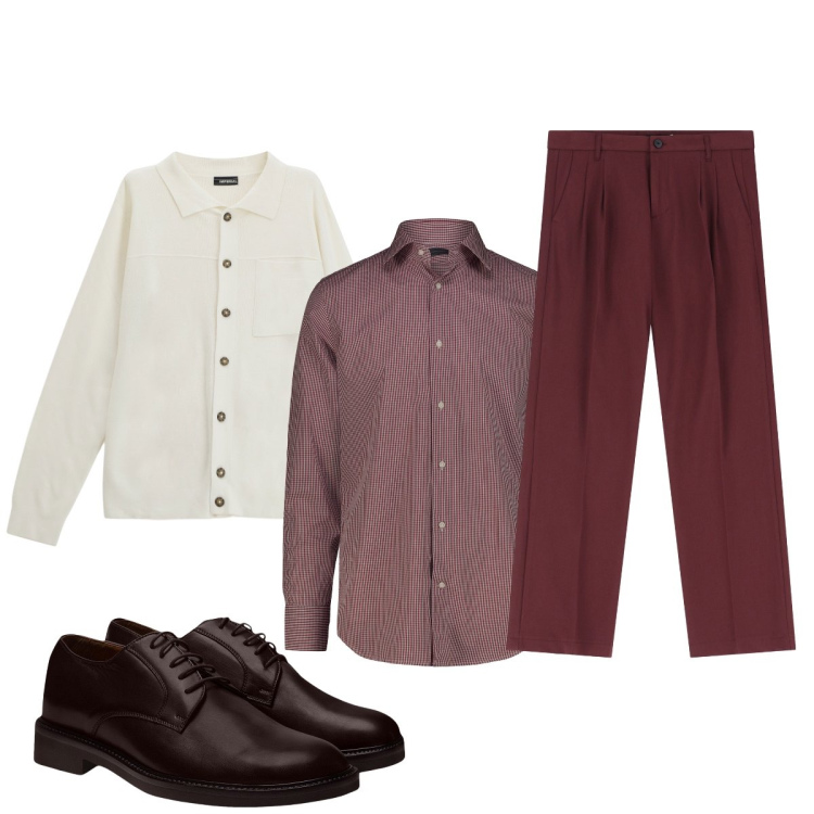 Outfit uomo - Total look #2272782. Stile Business/Elegante per Serata speciale. Abbinamento con pantaloni, cardigans, scarpe stringate, camicie.