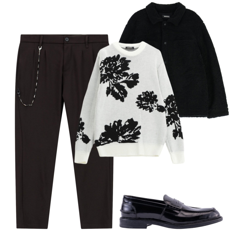 Outfit uomo - Total look #2272810. Stile Urban per Tutti i giorni. Abbinamento con pantaloni, pullovers, cappotti, scarpe stringate.