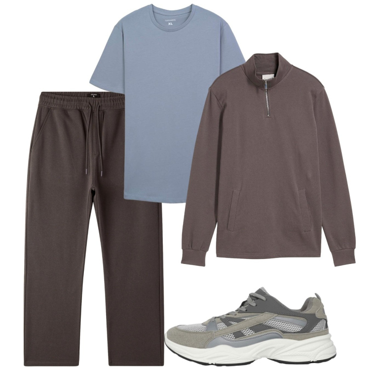 Outfit uomo - Pomeriggio. Stile Casual per Sport. Abbinamento con felpe, sneakers, t-shirt, pantaloni.