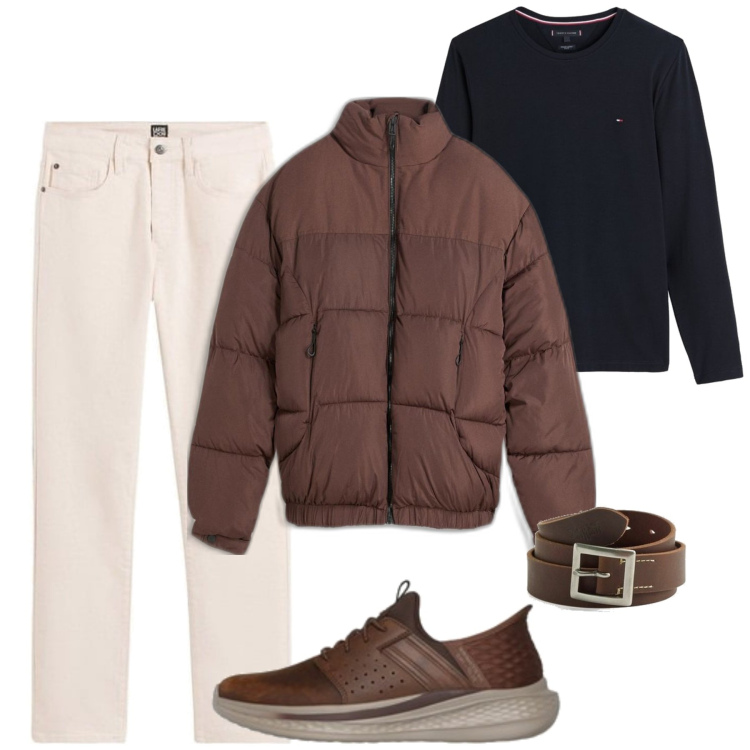 Outfit hombre - Trendy #6388. Estilo Trendy para Oficina. Combinación con camiseta, vaqueros, sneakers, cinturones, chaquetas.