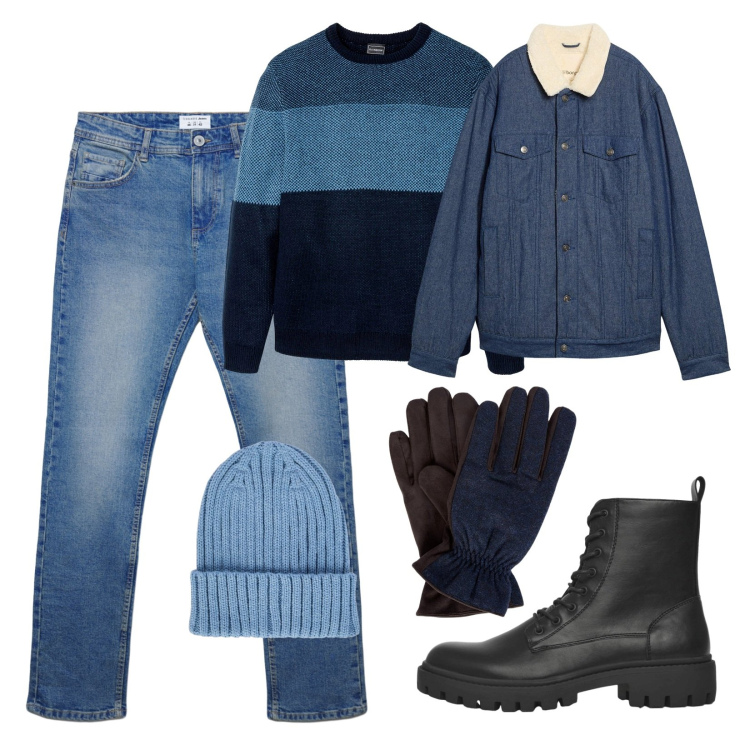 Outfit uomo - Accessori che contano!. Stile Casual per Tutti i giorni. Abbinamento con maglieria, giacche, anfibi, jeans dritti, berretti, guanti.