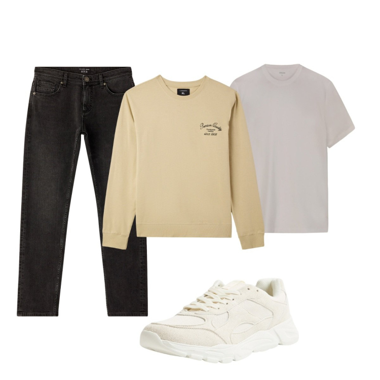 Outfit uomo - Total look #2272917. Stile Casual per Tutti i giorni. Abbinamento con sneakers, felpe, jeans, t-shirt.