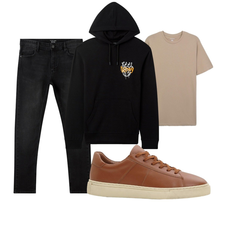 Outfit uomo - Total look #2272923. Stile Casual per Tutti i giorni. Abbinamento con sneakers, jeans skinny, felpe con cappuccio, t-shirt.