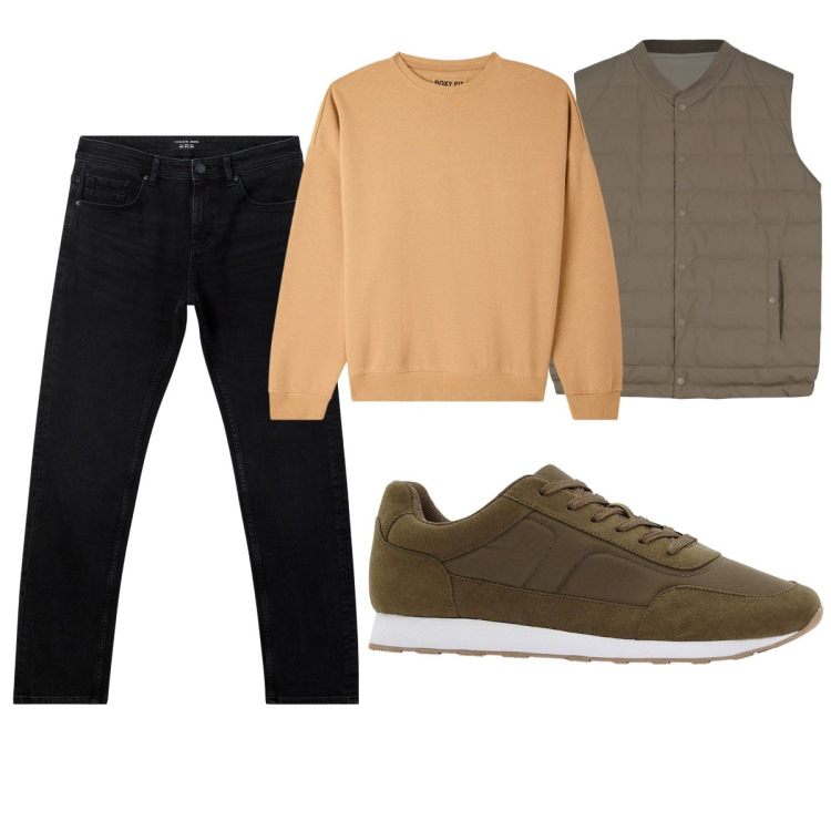 Outfit uomo - Total look #2272925. Stile Casual per Tutti i giorni. Abbinamento con sneakers, jeans, felpe, gilet.