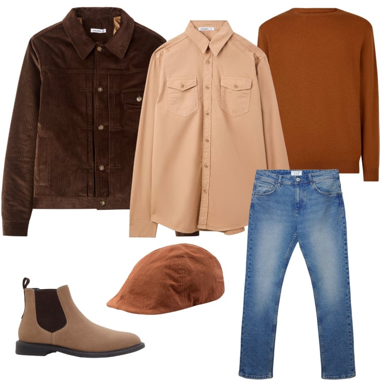 Outfit uomo - Cappello che fa la differenza. Stile Casual per Tutti i giorni. Abbinamento con stivali e stivaletti, camicie, jeans dritti, cappotti, maglieria, cappelli con visiera.