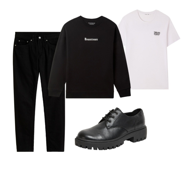 Outfit uomo - Total look #2272935. Stile Casual per Tutti i giorni. Abbinamento con jeans slim fit, scarpe stringate, t-shirt, felpe.