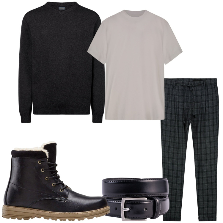 Outfit uomo - Arriva novembre. Stile Urban per Tutti i giorni. Abbinamento con stivali e stivaletti, maglieria, pantaloni, cinture, t-shirt.