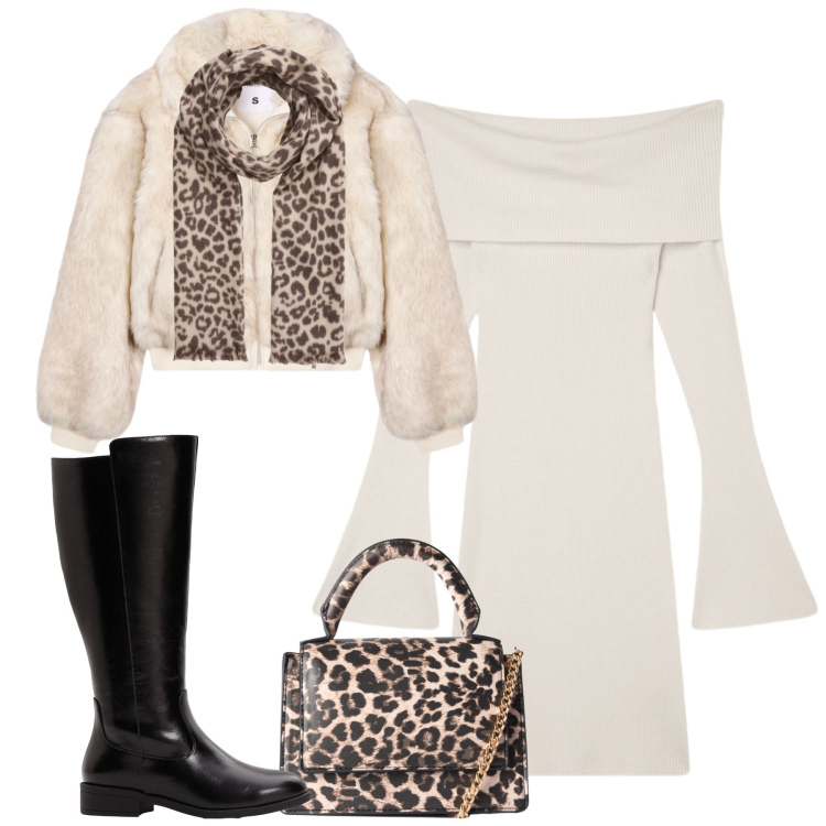 Outfit donna - City. Stile Casual chic per Tutti i giorni. Abbinamento con stivali, borse a tracolla, vestiti corti, sciarpe, ecopellicce.