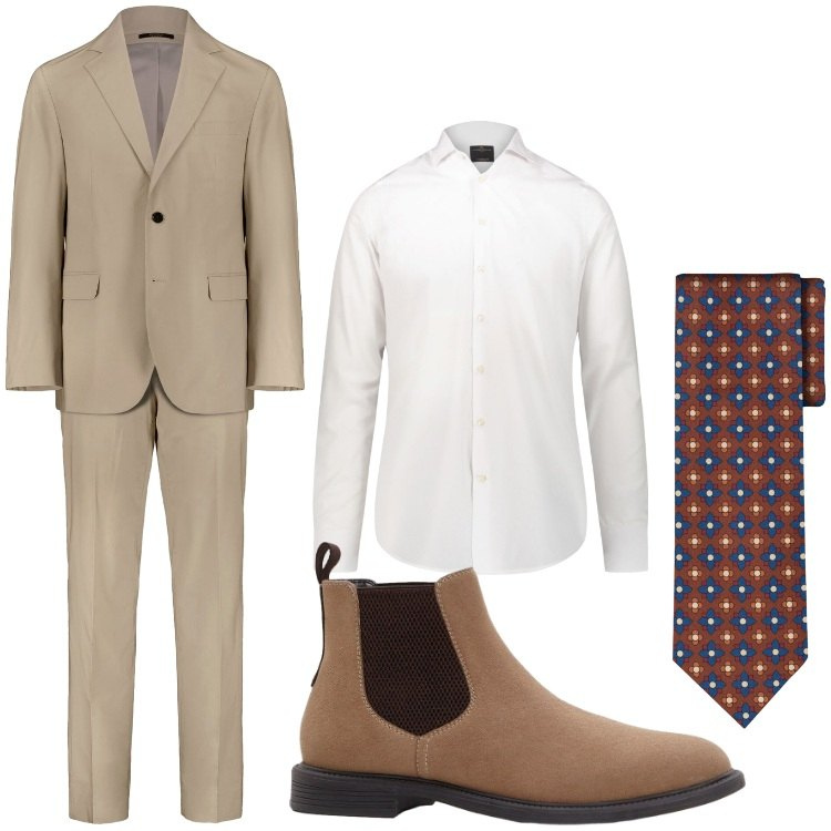 Outfit uomo - Lunedi in ufficio. Stile Business/Elegante per Ufficio. Abbinamento con stivali e stivaletti, camicie, abiti, cravatte.