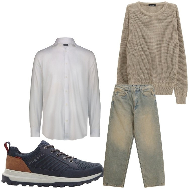 Outfit uomo - Casual. Stile Casual per Tutti i giorni. Abbinamento con sneakers, maglieria, jeans, camicie.
